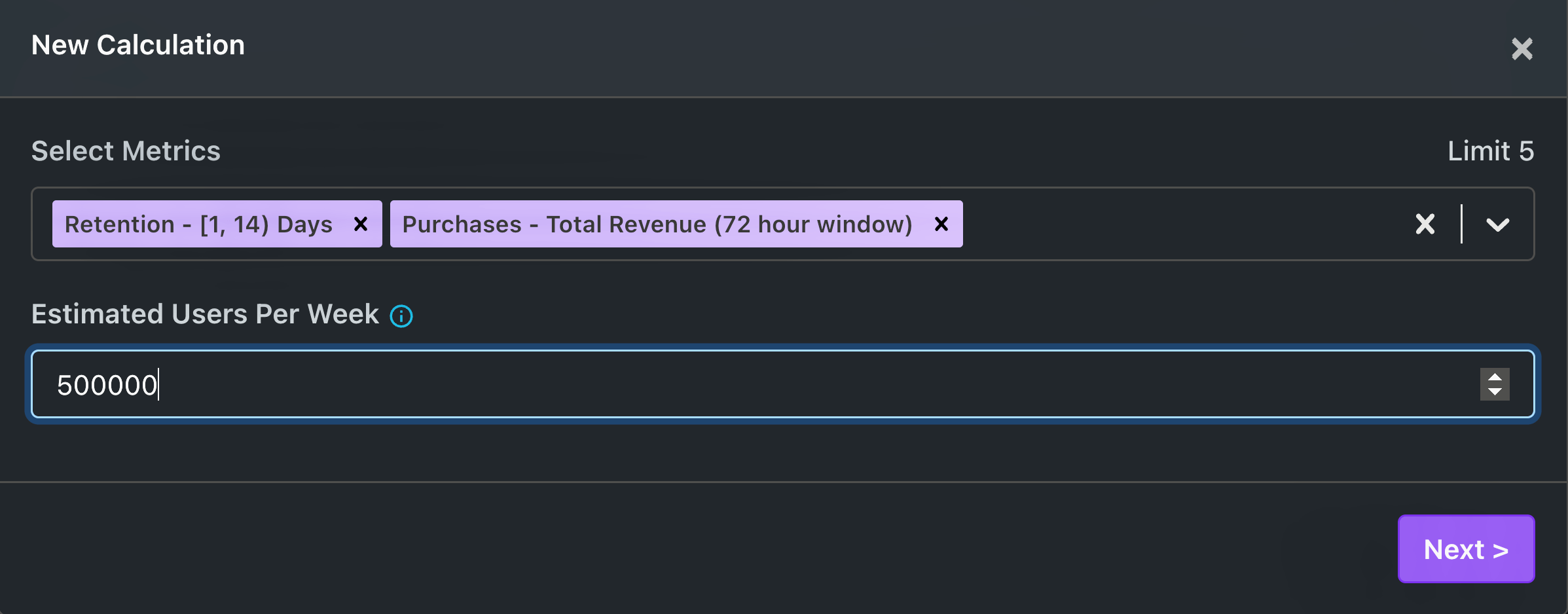 metric and users input