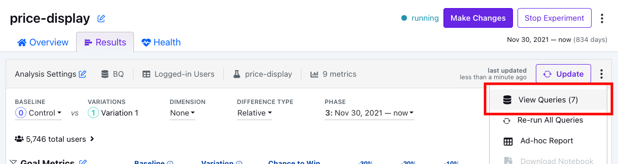 View Queries Button